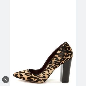 NEW in Box Report Signature Murphy Leopard Pony Fur Chunky Heels